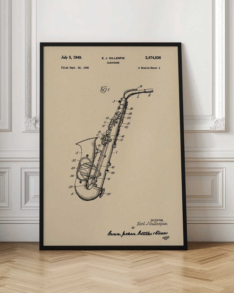 Saxophone Patent 1945 - Poster / Art Print
