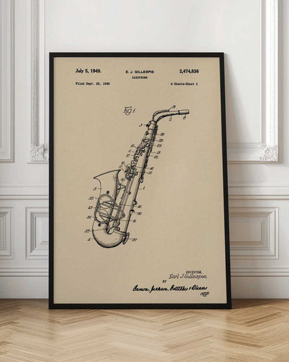 Saxophone Patent 1945 - Poster / Art Print