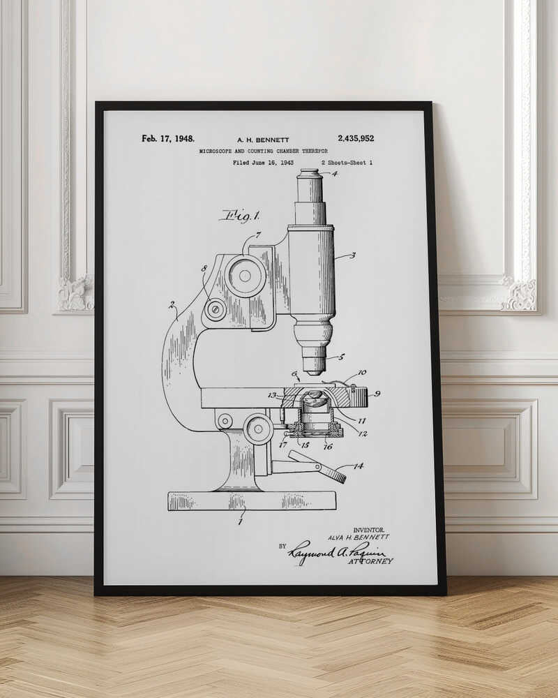 Microscope Patent 1948 - Poster / Art Print
