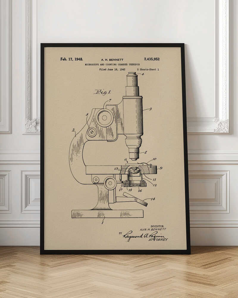 Microscope Patent 1948 - Poster / Art Print