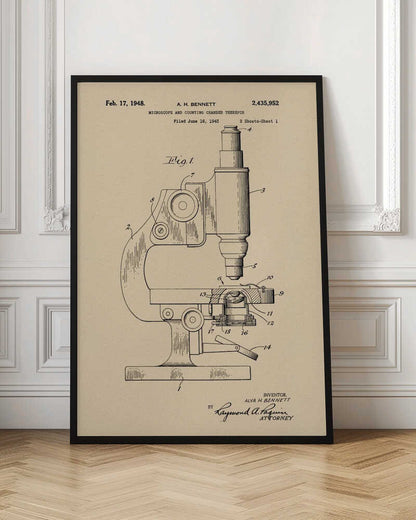 Microscope Patent 1948 - Poster / Art Print