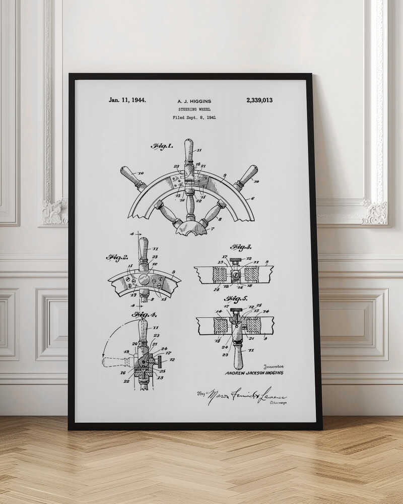 Steering Wheel Patent 1941 - Poster / Art Print