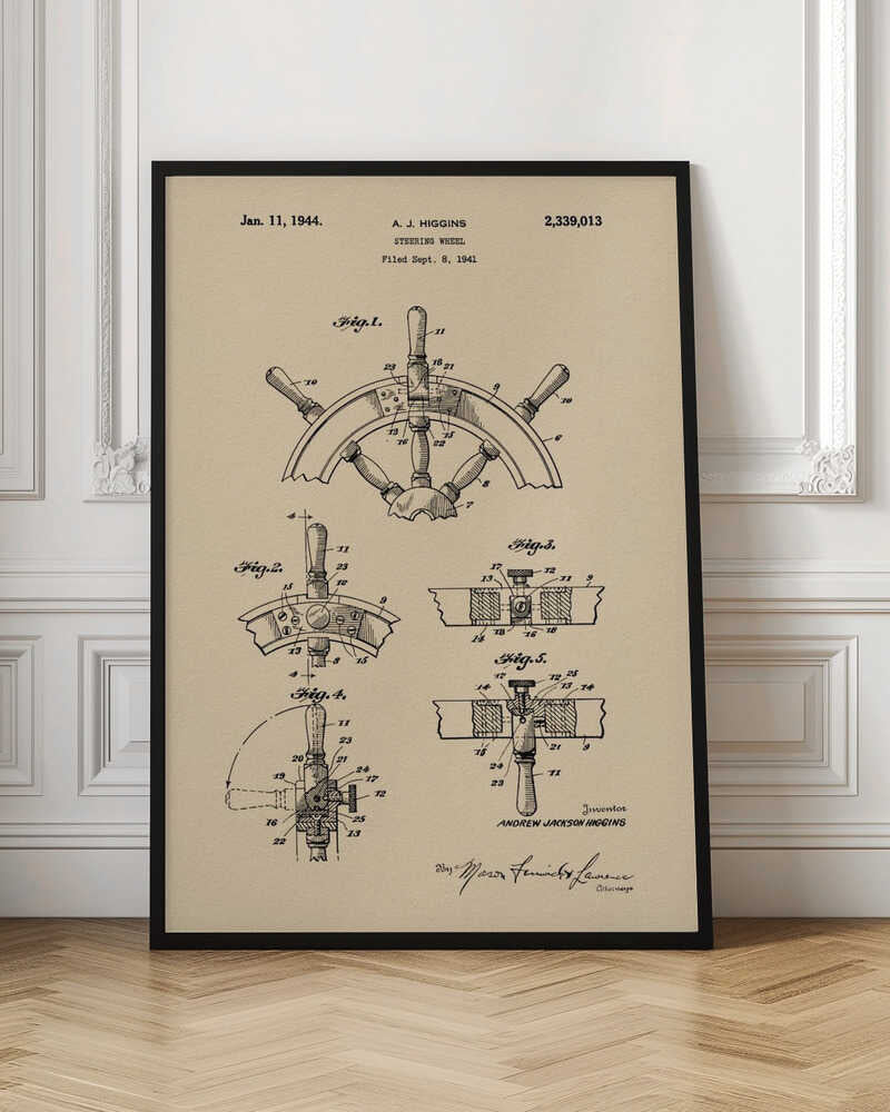 Steering Wheel Patent 1941 - Poster / Art Print