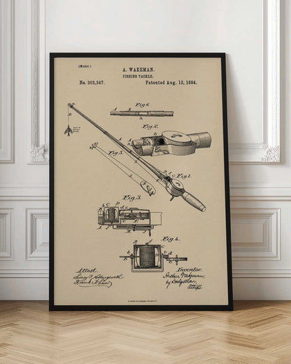 Fishing Tackle Patent 1884 - Poster / Art Print