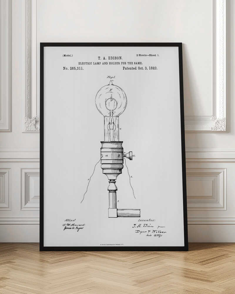 Electric Lamp Patent 1882 - Poster / Art Print