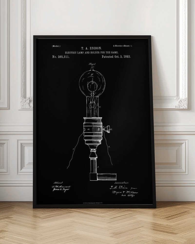 Electric Lamp Patent 1882 - Poster / Art Print