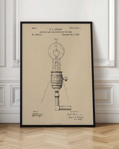 Electric Lamp Patent 1882 - Poster / Art Print