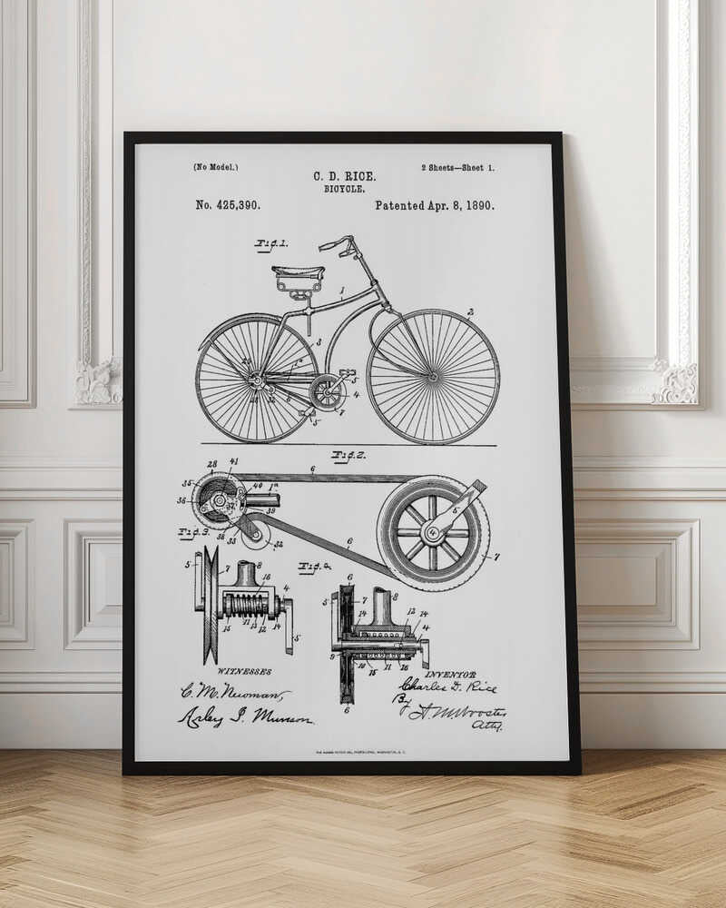 Bicycle Patent 1890 - Poster / Art Print