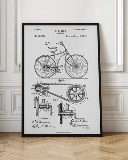 Bicycle Patent 1890 - Poster / Art Print