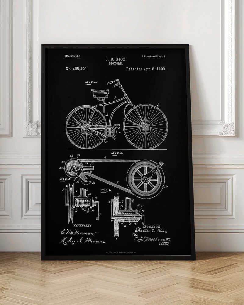 Bicycle Patent 1890 - Poster / Art Print