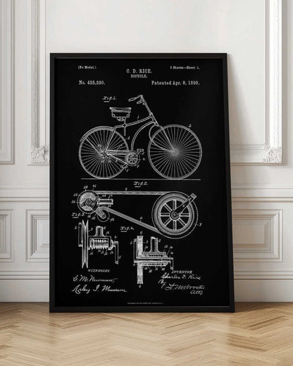 Bicycle Patent 1890 - Poster / Art Print