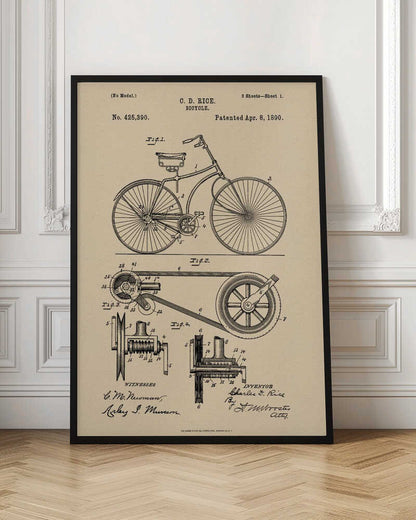 Bicycle Patent 1890 - Poster / Art Print