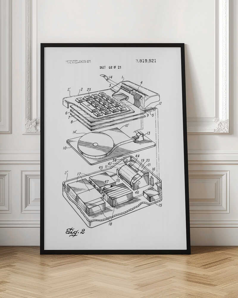 Electronic Calculator Patent 1974 - Poster / Art Print