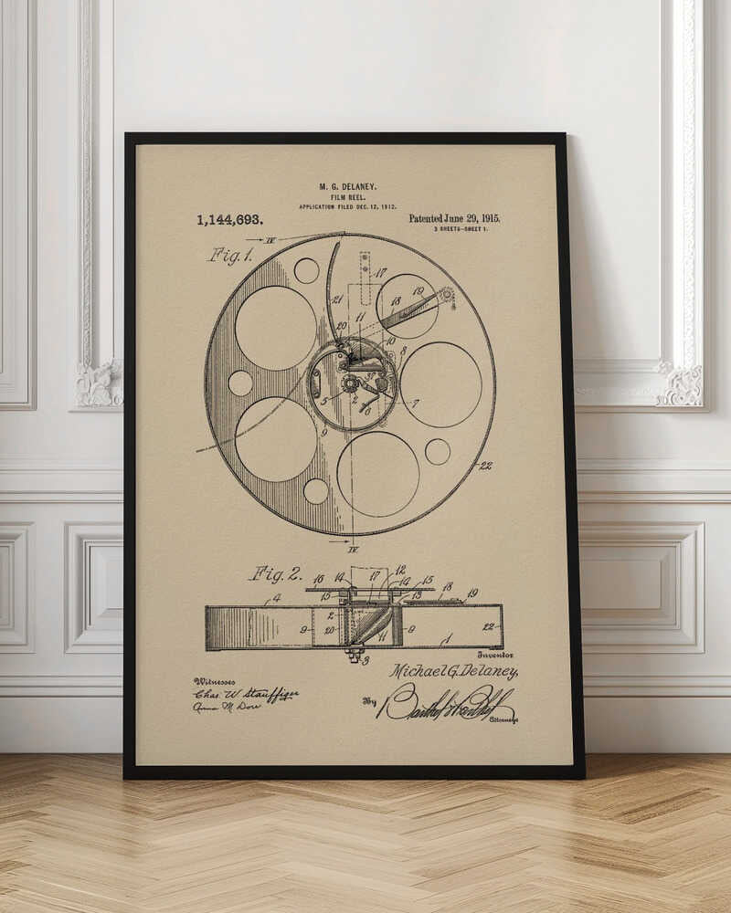 Film Reel Patent 1915 - Poster / Art Print