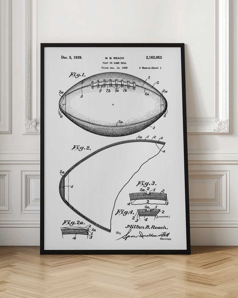 Football Patent 1938 - Poster / Art Print