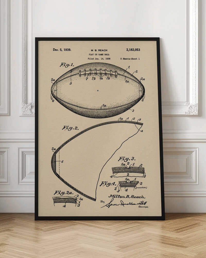 Football Patent 1938 - Poster / Art Print