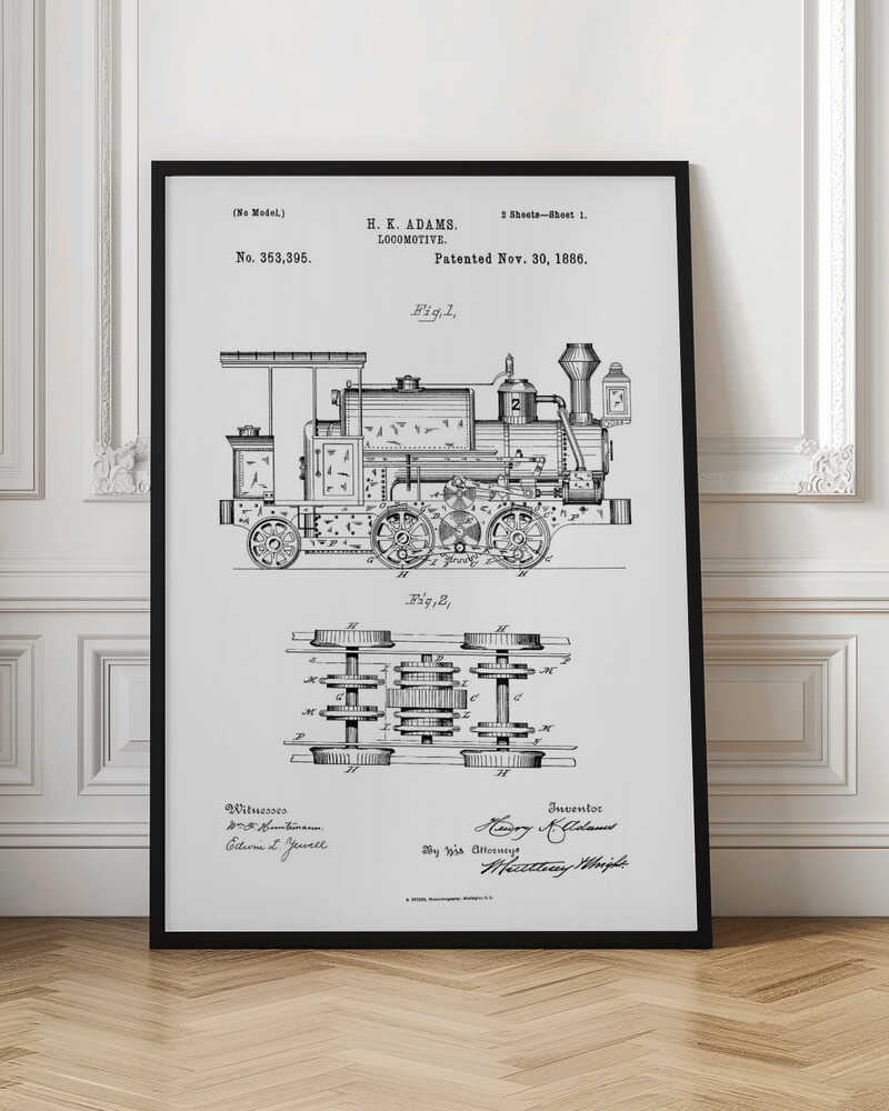 Locomotive Patent 1886 - Poster / Art Print