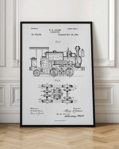 Locomotive Patent 1886 - Poster / Art Print