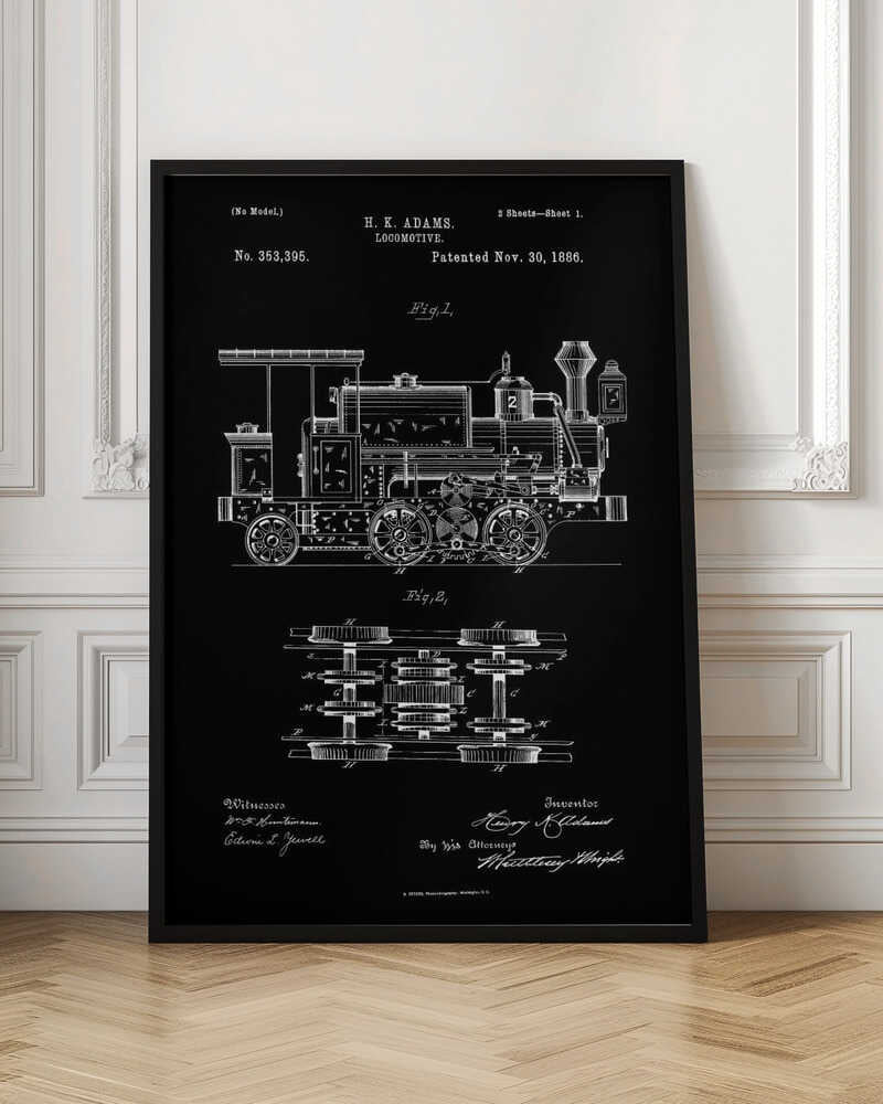 Locomotive Patent 1886 - Poster / Art Print