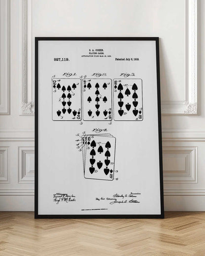 Playing Cards Patent 1909 - Poster / Art Print