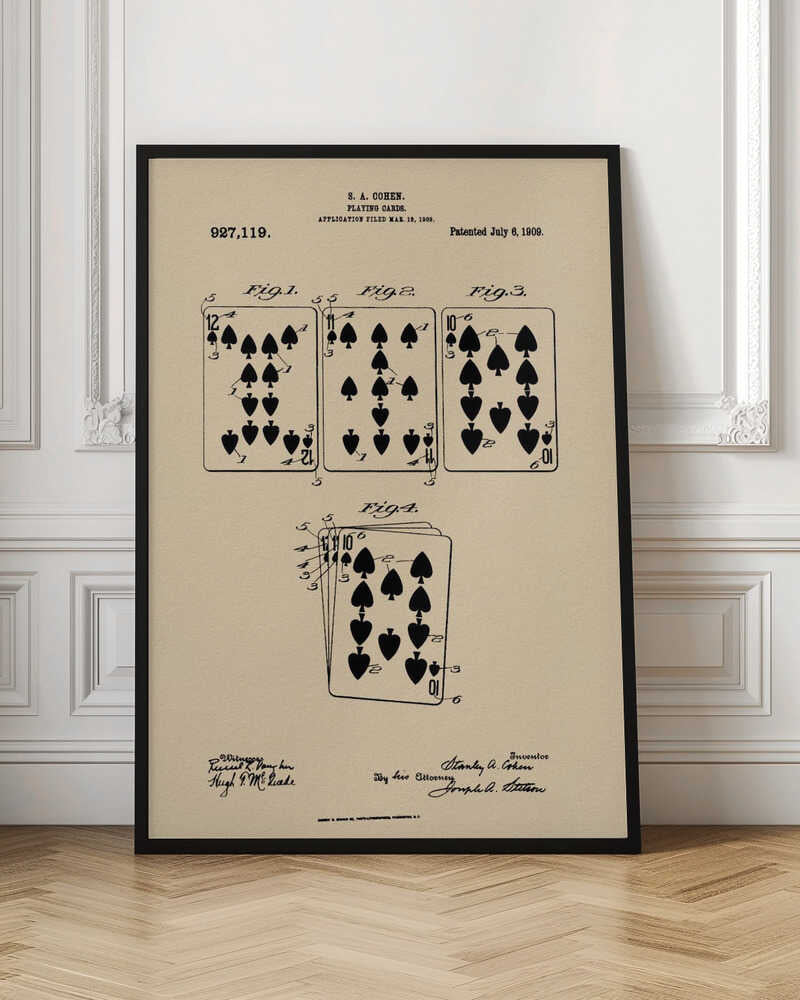 Playing Cards Patent 1909 - Poster / Art Print