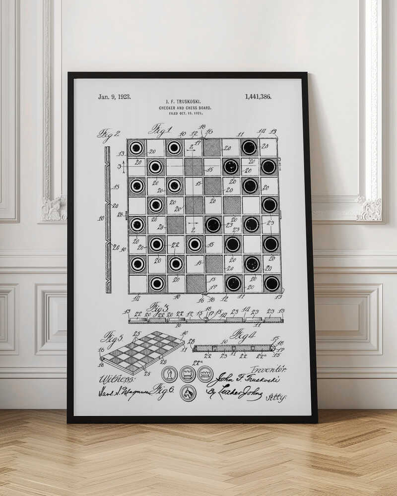 Checker and Chess Board Patent 1921 - Poster / Art Print