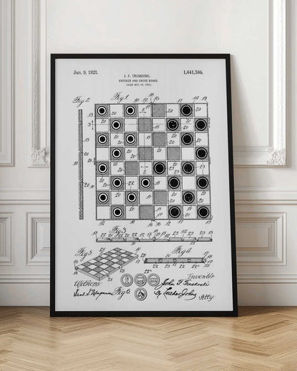 Checker and Chess Board Patent 1921 - Poster / Art Print