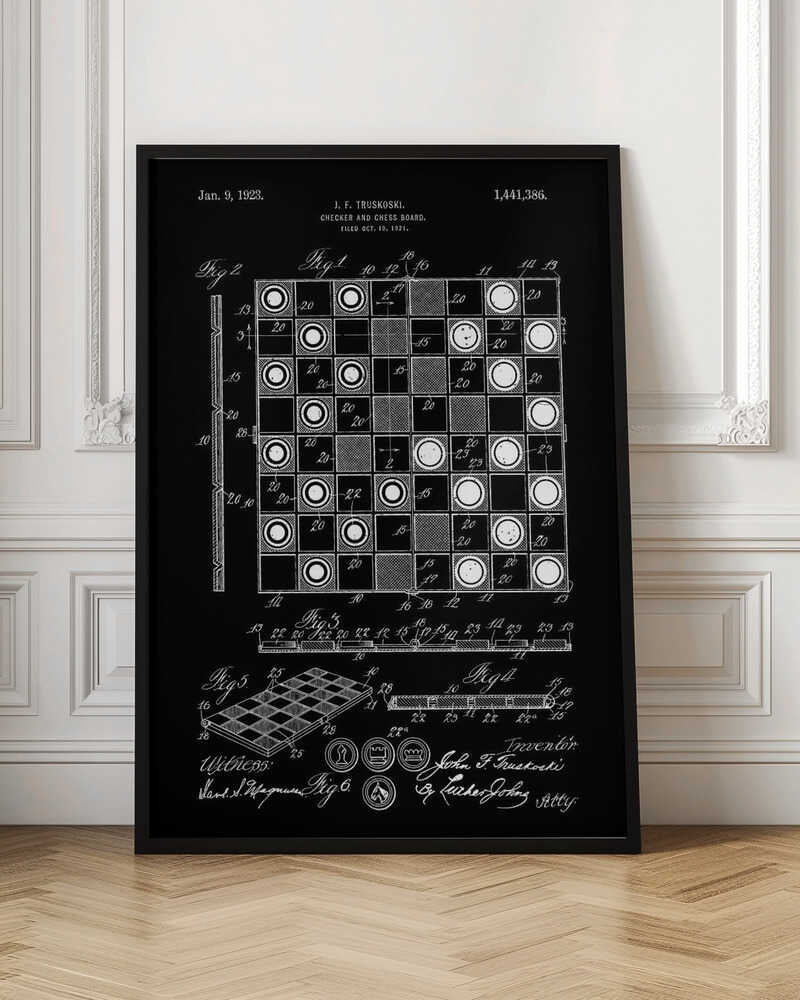 Checker and Chess Board Patent 1921 - Poster / Art Print