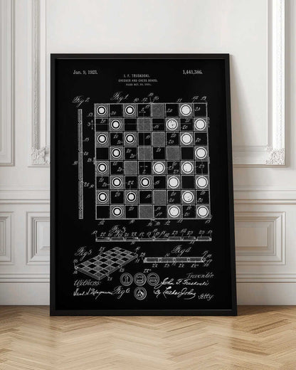 Checker and Chess Board Patent 1921 - Poster / Art Print