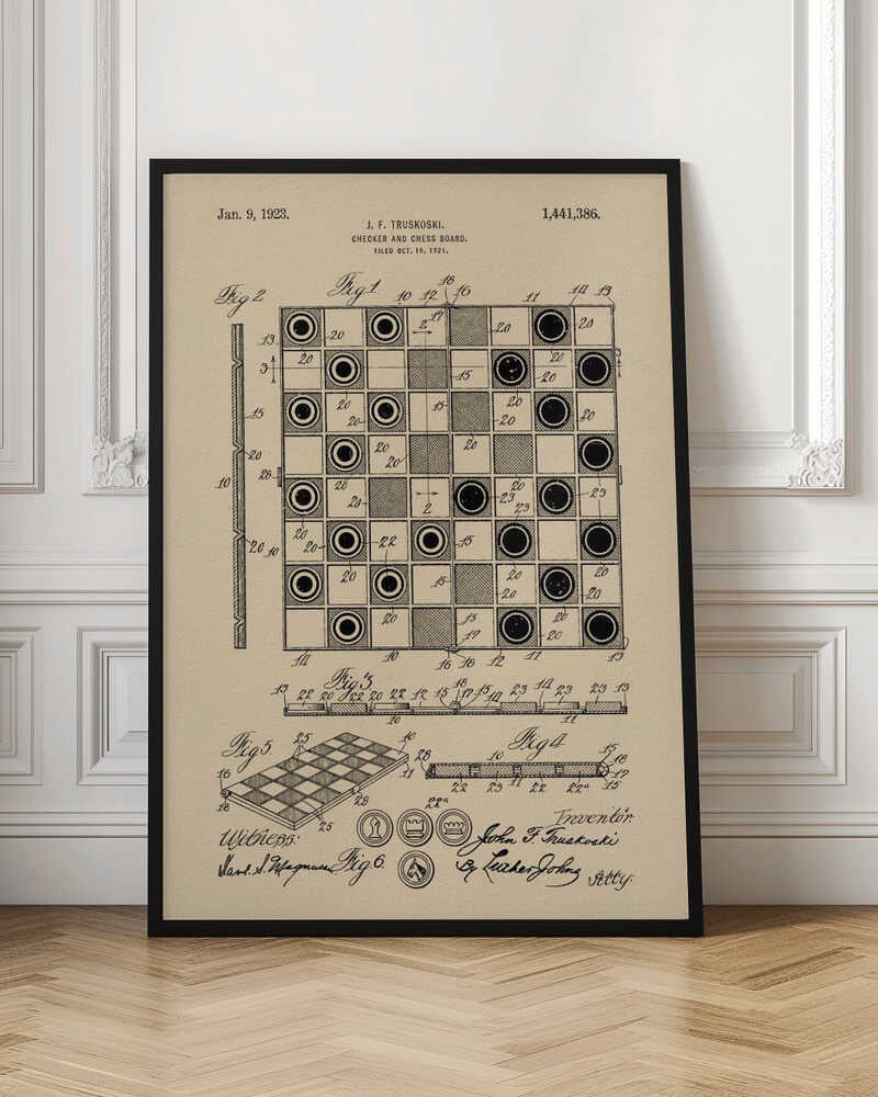 Checker and Chess Board Patent 1921 - Poster / Art Print