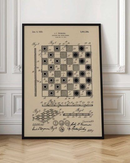 Checker and Chess Board Patent 1921 - Poster / Art Print