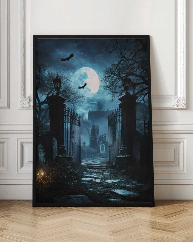 Grave Stones Halloween Scene (1) - Poster / Art Print