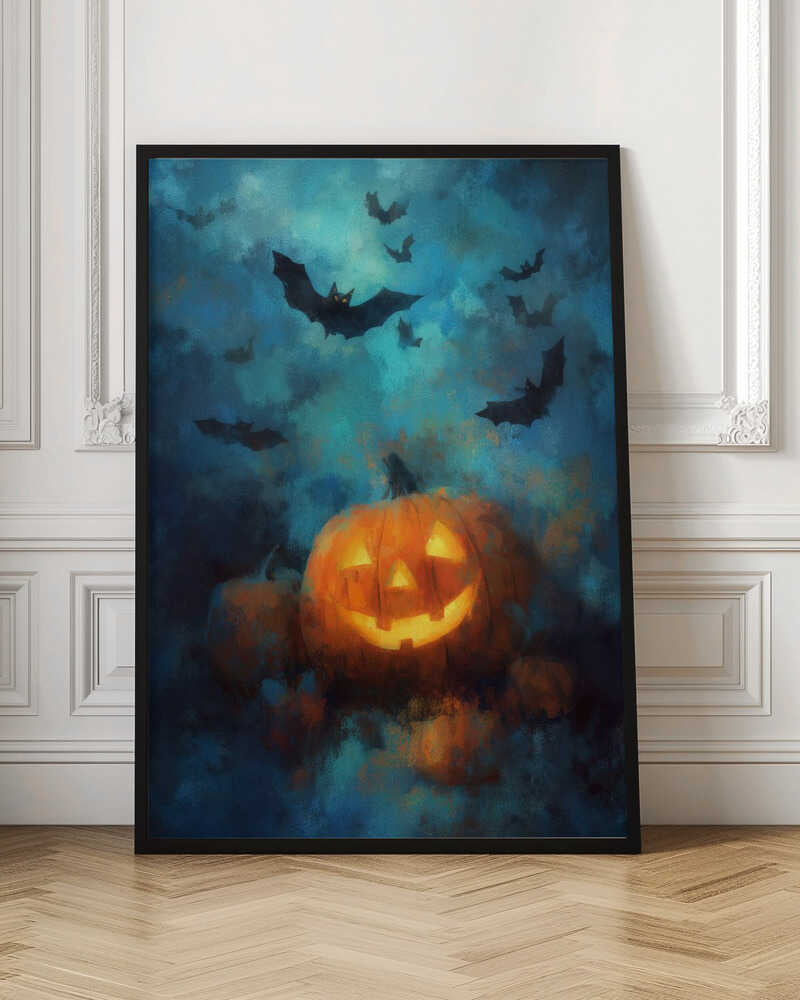 Lantern Pumpkin Halloween Scene (3) - Poster / Art Print