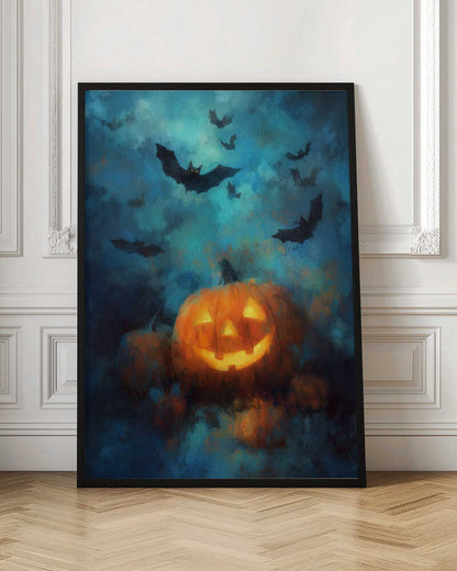 Lantern Pumpkin Halloween Scene (3) - Poster / Art Print
