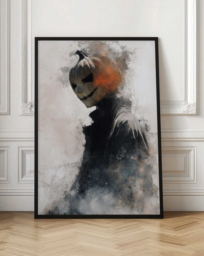 Man With Pumpkin Halloween Scene (1) - Poster / Art Print