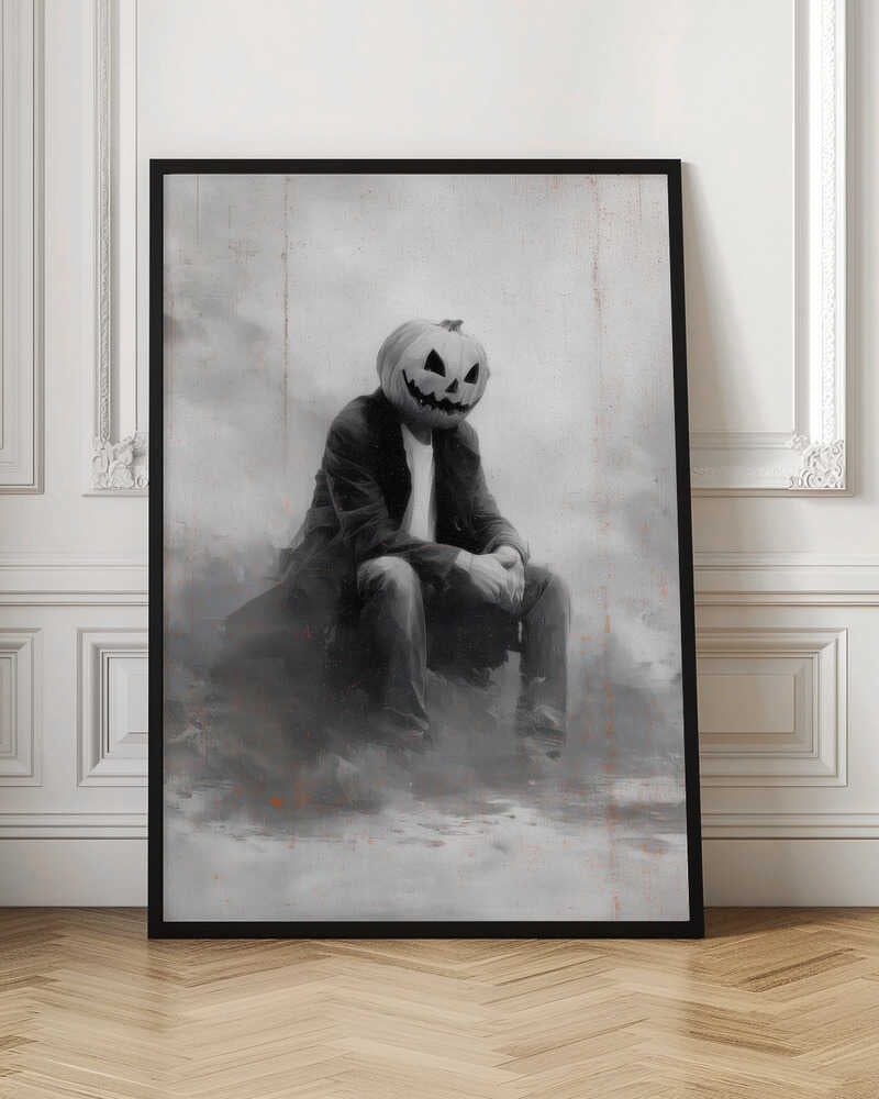 Man With Pumpkin Halloween Scene (2) - Poster / Art Print