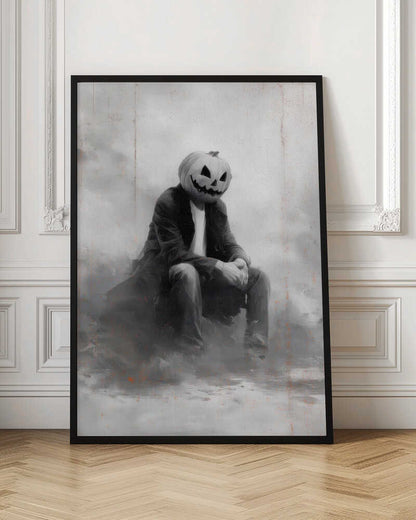 Man With Pumpkin Halloween Scene (2) - Poster / Art Print