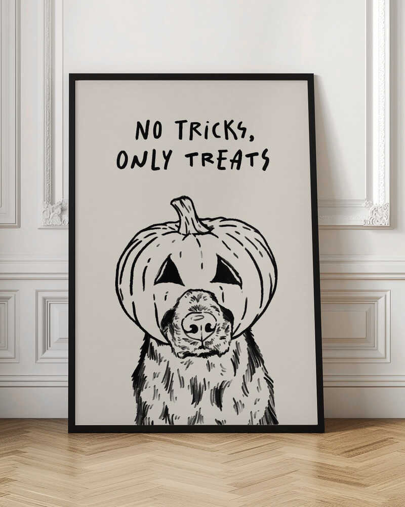 No Tricks Only Treats Pumpkin Dog - Poster / Art Print