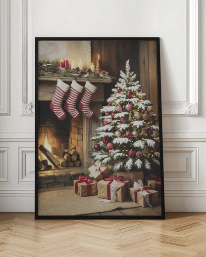 Christmas By the Fireplace - Poster / Art Print