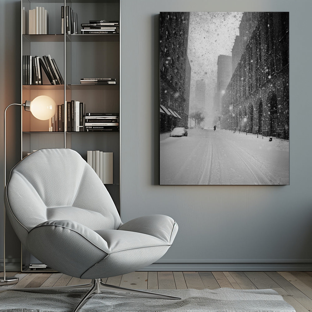 New York Walker in Blizzard - Poster / Art Print