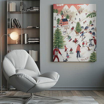 Mountain landscape with houses in the snow - Poster / Art Print