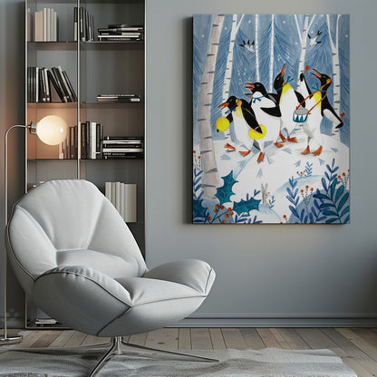 Penguins make music in the forest - Poster / Art Print