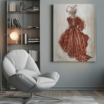 Woman In A Red Striped Dress - Poster / Art Print
