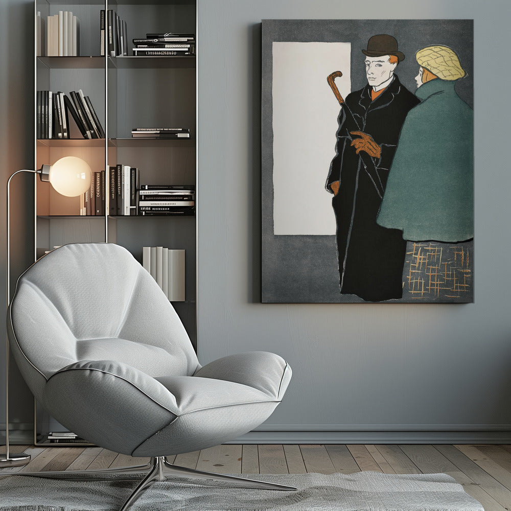 Man With Walking Stick and Woman (1896) - Poster / Art Print