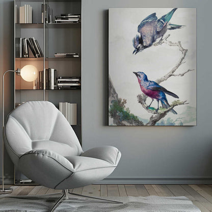 Two Birds  a Blue Jay and a Purple Breasted Cotinga - Poster / Art Print