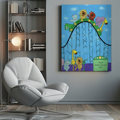 Jungle Animals Whizzing Down the Rollercoaster by Carla Daly - Poster / Art Print