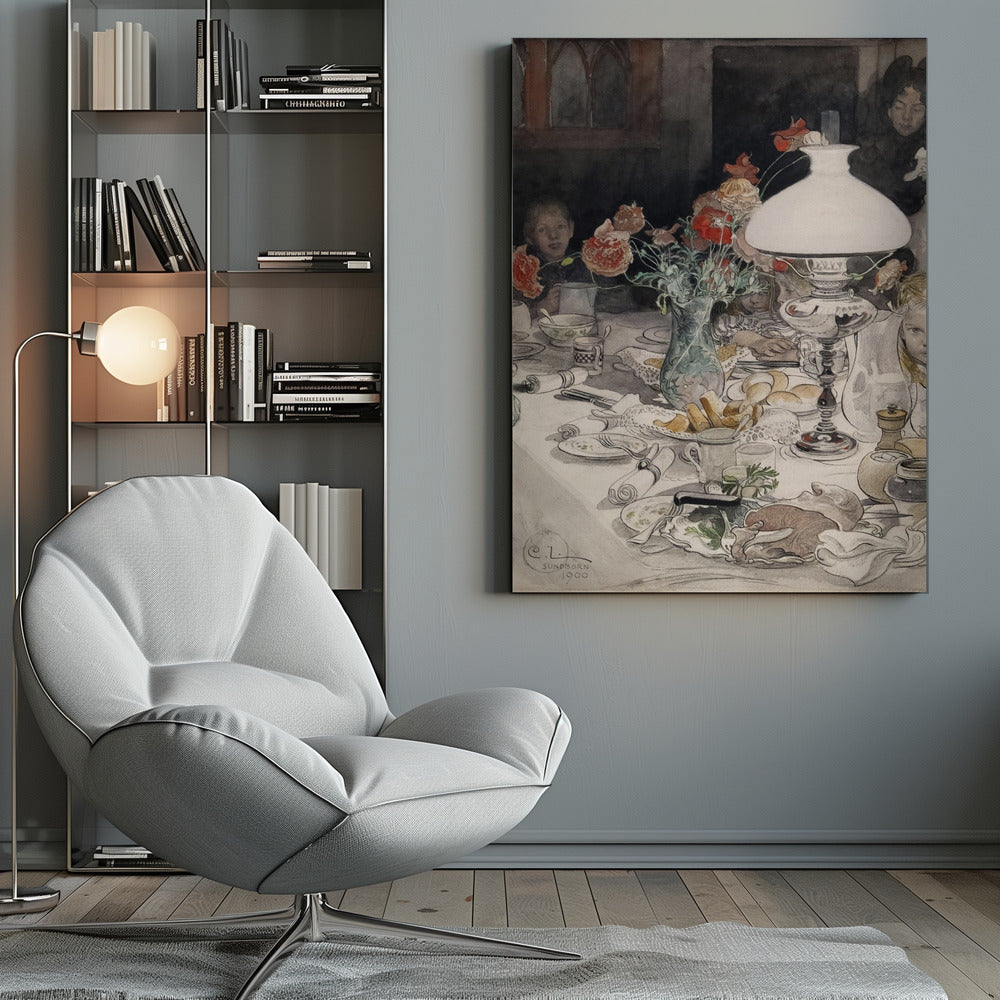 Around the Evening Lamp (1900) - Poster / Art Print
