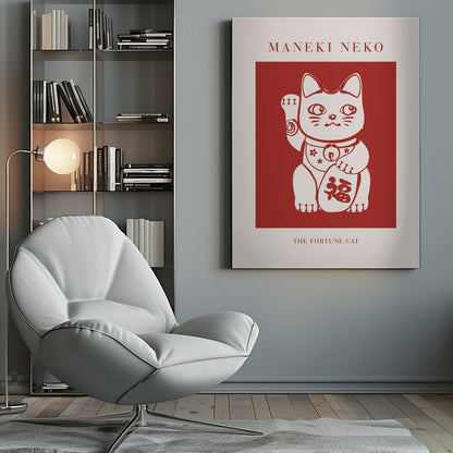 Maneki-Neko Cat Red - Poster / Art Print