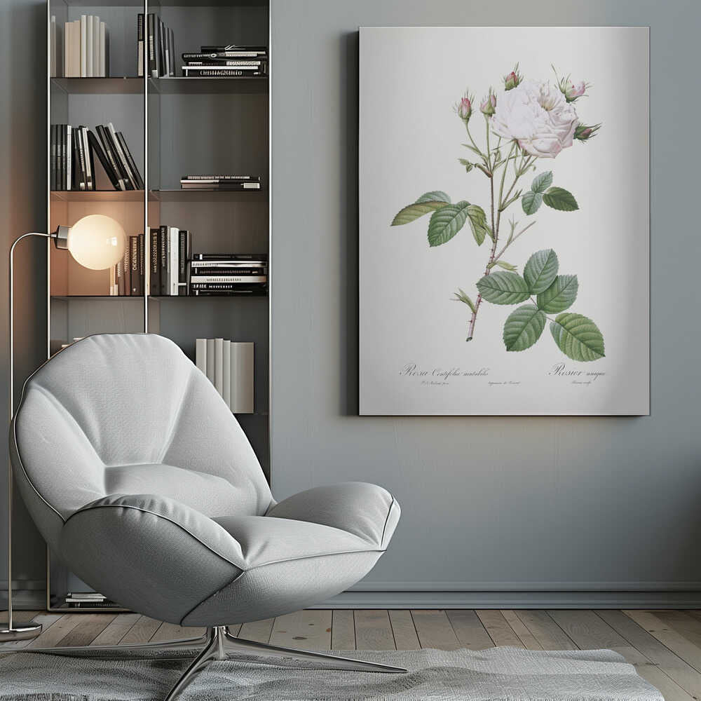 Cabbage Rose White Provence, Les Roses (1817–1824) - Poster / Art Print