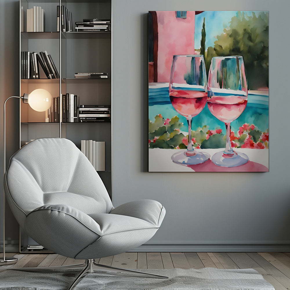 Rosé am Pool - Poster / Art Print